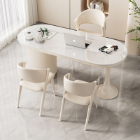 现代简约岩板茶桌书桌一体两用奶油风办公室洽谈桌轻奢功夫泡茶台