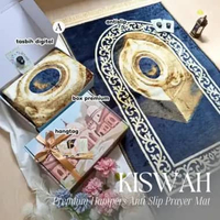 Hampers Premium Sajadah Kiswah Kemas Box Tebal Antislip + Rumbai Gold | Velvet Lembut & Elegan | Fre