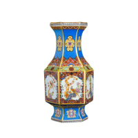 Antique Royal Blue Enamel Vase Chinese Porcelain Flower Vase For Home Office Decor