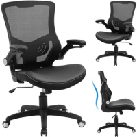 Office Chair Ergonomic Desk Chair, Computer Leather Home Office Chair, Swivel Mesh Back Adjustable Lumbar