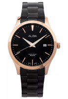 Alba Alba - Jam Tangan Analog Pria - Rosegold - Black Stainless Steel Bracelet - AS9M30X1