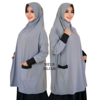 Mels Hijab - Rubie (Jilbab Lengan Saku Syari Pad Antem) Kerudung Bergo Nyaman Dan Simple