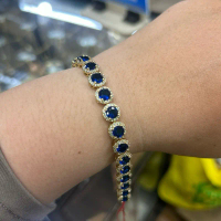 Gelang rhodium kuning mata biru