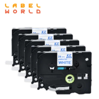 Label World TZe-253 label tape blue on white tze-253 label ribbon Compatible for brother P-TOUCH label printer 24mm ribbon