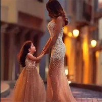2023 Elegant Tulle Mother Of Dress for Wedding Luxury Crystal Beading First Communion Dress for Mother and Daughter Matchin Gown