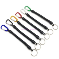 1000pcs/lot Retractable Plastic Spring Elastic Rope Security Gear Tool For Airsoft Outdoor Camping Anti-lost Phone Keychain