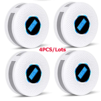 4pc 2 in 1 Combination Smoke and Carbon Monoxide Detector with Display, Battery Operated Smoke CO Alarm Detector