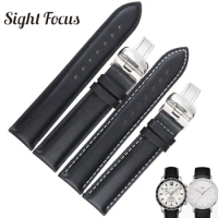19mm 20mm 1853 Watchbands for Tissot Quickster T095 PR100 T41 for Tissote Leather Strap Watch Bracelets White Stitching Belt Men