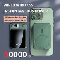 50000mAh Wireless Power Bank Magnetic Qi Portable Powerbank Type C Fast Charger For iPhone15 14 13 Samsung MaCsafe 2024 New