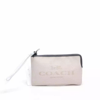 COACH CA734 Large Corner Zip Wristlet Embossed Canvas Horse & Carriage Jacqurd