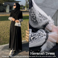 Havanah Dress bahan crinkle mix rayon Dress wanita muslimah Gamis baju midi muslim gaun lebaran ones