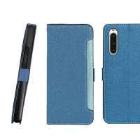 【CASE SHOP】SONY Xperia 10 V 前收納側掀皮套-藍(內襯卡片夾層 翻蓋站立)