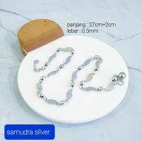 Gelang kaki dewasa perak/silver 925 lapis emas putih GK