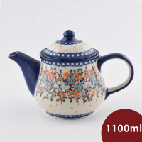 【波蘭陶】茶壺 1100ml 波蘭手工製(蔚藍橙光系列)