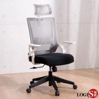 LOGIS 摩斯白透氣網護頸護腰電腦椅(人體工學椅 護頸脊椎 會議椅 台灣製 主管椅 升降轉椅 書房椅)