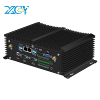 XCY Fanless Industrial Mini PC i7 8550U i5 8250U 6x RS232 RS485 2x LAN GPIO HDMI VGA 8x USB Support WiFi 4G LTE Windows Linux