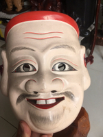 日本回流木雕擺飾，一木雕面具，名家款，包漿老，品相較好，局部1008