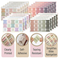 5 Sheet Bible Index Label Sticker Bookmark Stickers Easy Read Bible Book Tabs Large Print Laminated Bible Tabs for Study Reading