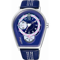 VAGARY 馬蹄造型皮帶錶-紫藍色