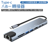 Type-C 轉接器 八合一 網路 讀卡機 4K HD HDMI USB PD充電