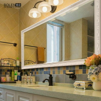 BOLEN 歐式浴室鏡廁所防水衛浴鏡美式衛生間鏡子簡約化妝鏡壁掛