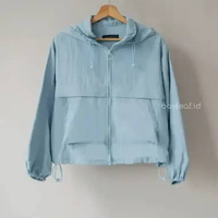Bayleaf.id Owen Jacket Croptop Polos / Jaket Parasut Olahraga Wanita M BLUE