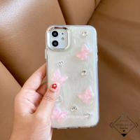 Pink Butterfly Case For IP (7 - 15) 7 8 SE 2020 2022 PLUS X XS XR 11 12 13 14 15 PRO MAX Casing Lucu