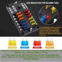 [LOD  TTDXS 540] 6/12 Way Blade Fuse 12-24V Car Boat Box Holder with Plastic Cover for Power Panel B