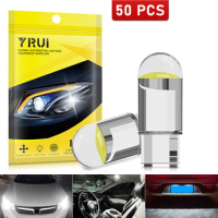 Yirui New LED 50X T10 Clearance Lamp W5W COB 6000K White Blue Red Interior Trimled Bulbs 12v