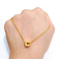 Set Kalung dan Liontin Inisial Huruf C Bulat Elegant Emas Asli