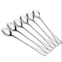 Sendok es panjang Tebal / Sendok teh panjang stainless polos / ice tea spoon 6pcs / sendok teh panja