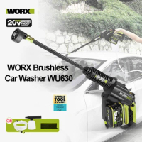 Worx 20V Brushless Hydroshot WU630 Crodless Car Washer Rechargeable High Pressure High Flow Spray gun Portable Cleaner Washing