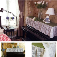 155x40cm American country white lace piano cover dust cover dust towel piano bench cover 60x40cm