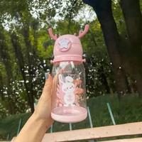 SK-C406 Botol Air Minum Anak Sedotan 610ml Model Tanduk Rusa Lucu - Botol Minum Anak BPA FREE Food G