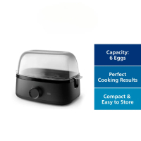 Electric Egg Cooker 3000 Series HD9137/91, 400W, Poached, Soft, Medium, Hard Boil, 6 Eggs Capacity, 