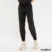【Hang Ten】女裝-恆溫多功能-JOGGER FIT四面彈涼感吸濕快乾鬆緊束口褲(黑)