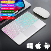 Bluetooth Backlit Keyboard With Touchpad For iPad Pro Mini Air Mate Pad Cell Phone Devices Multiple Colors And Portable Teclado
