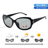 【SUNS】Polarized感光變色墨鏡 頂規強化偏光鏡片 義式簡約造型 黑框 抗UV400(防眩光/遮陽)