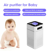 2024 Baby Air Purifier Negative Ions Odor Eliminator Harmful Smoke Gas Remover for Car Room Kitchen with Replaceable HEPA Filter