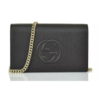 【GUCCI 古馳】598211 經典SOHO鍊帶WOC手拿/斜背包(黑色)