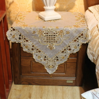 新款外貿美式蕾絲方形餐桌布床頭柜空調洗衣機防塵蓋布裝飾巾臺布
