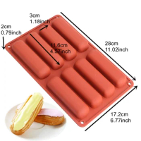 Goldbaking Long Strip Silicone Mousse Cake Molds Chocolate Soap Pan Eclair Mold Mould Twinkie cake tools