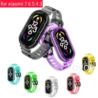 Gelang Jelas Bersepadu Serasi untuk Xiaomi Mi Band 7 6 5 4 3 NFC TPU Lutsinar Gelang Sukan untuk Mi