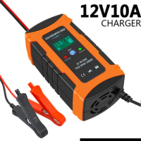 12V10A Automotive Motorcycle Lead Acid Battery Charger AGM Start Stop Battery Charger Intelligent Fully Automatic Pulse Repair