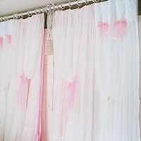落地窗簾紗遮光公主風夢幻臥室浪漫粉色客廳婚房女孩蕾絲清新飄窗