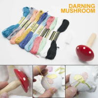 New Darning Mushroom Needle Sewing Thread Wood Patching DIY Tools Kit