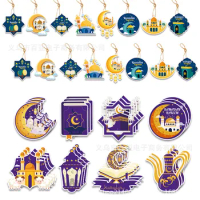 Middle East Moon Castle Paper Charm, Moon Star Gift Paper Bag Decorative Hangings,Ramadan Kareem Paper Hangings,8pcs