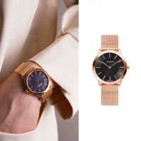 【Calvin Klein 凱文克萊】Minimal系列 經典簡約黑面 玫瑰金殼 米蘭錶帶 CK錶 女錶 母親節(K3M2262Y)