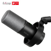 FIFINE Recording XLR Dynamic Microphone with Real-time Monitoring,USB Streaming Mic with Gain Knob/Touch-mute for PC,Mixer-K688