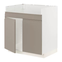 METOD Havsen雙槽水槽底櫃, 白色/upplöv 消光/深米色, 80x60x80 公分
